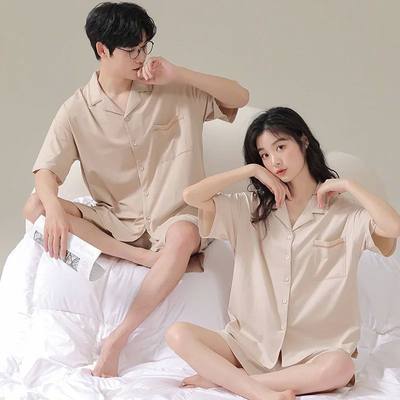 2023 New Modal Couples Pajamas Set Summer Short Sleeping Top