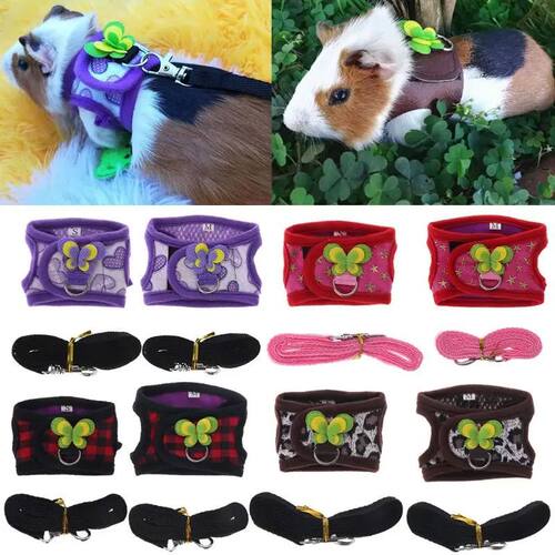 Hamster Harness Vest Adjustable Leash Set for Guinea Pig Chi