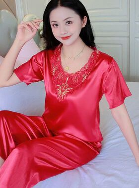 Sexy Silk Satin Nightgowns Summer New Women's Pyjama Feme Ic