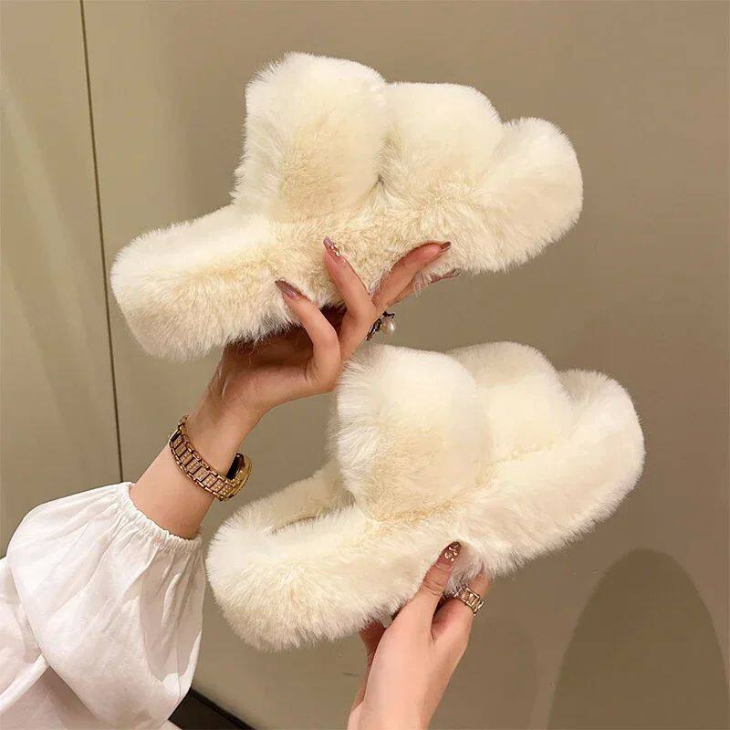 Winter Fluffy Slippers Women 2024 New House Home Fur Slipper