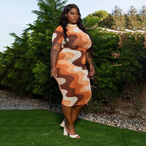 European and American plus size women's summer round neck mu