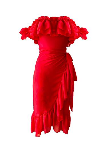 Ruffled Swimsuit 2023 New 2PC Swimsuit Solid Swimwear Women