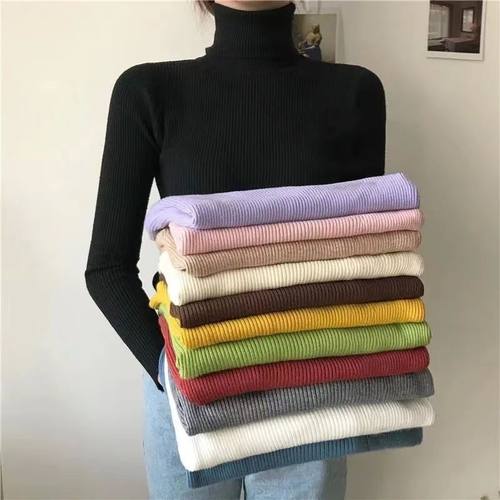 2024 Simple Women Turtleneck Sweater Winter Fashion Pullover