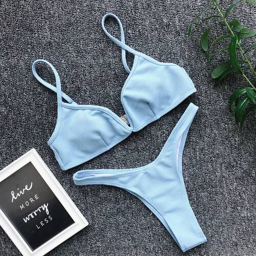 Womens Bikini Set Bandage Push Up Bra V-Neck Swimwear Swimsu