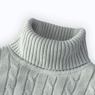 Men's High Neck Sweater Solid Color Pullover Knitted Warm Ca