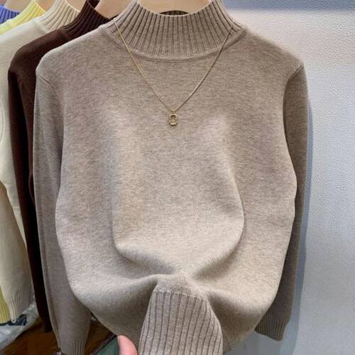 Turtleneck Solid Sweater Women Fashion New Stretch Tops Knit