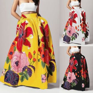 High Bohemian Dress Skirt Women Maxi Womens Print Wai Floral
