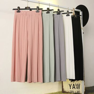 Solid Fold Pleated Women's Trousers For Women Bottoms Spring