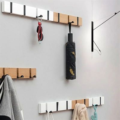 Foldable Bamboo Wall-Mounting Clothes Hooks Household Clothe