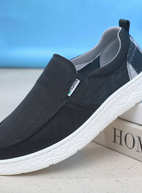 2026新款春季老北京布鞋男士休闲鞋一脚蹬懒人鞋子轻便舒适爸爸鞋