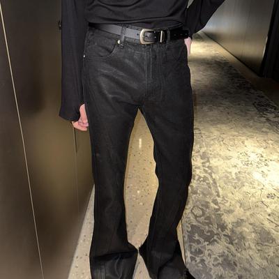 直筒水洗渐变阔腿牛仔裤