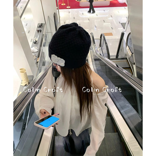 黑色针织帽子秋冬套头冷帽