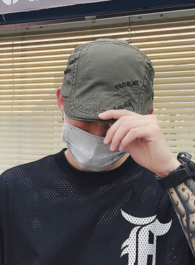 日系绿色鸭舌帽子男士秋冬季韩版潮牌遮阳棒球帽贝雷帽青年前进帽