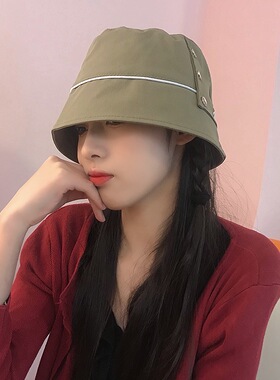 可爱韩国绿色休闲风铆钉渔夫帽子