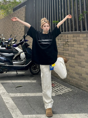 短袖美式重磅印花纯棉男女