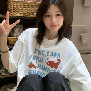 美式 宽松小众设计感百搭上衣 高街潮牌复古重磅短袖 白色T恤女韩版
