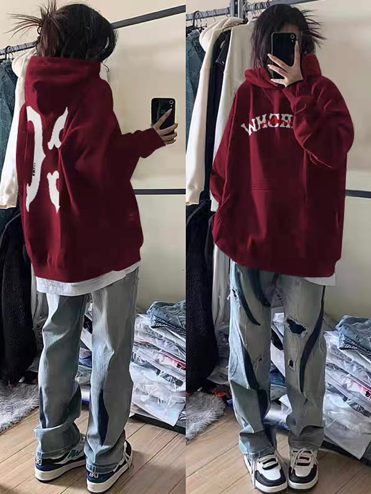 连帽卫衣女秋季宽松重磅纯棉