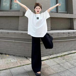 美式 宽松小众设计感情侣上衣 高街潮牌复古重磅短袖 白色T恤女夏季