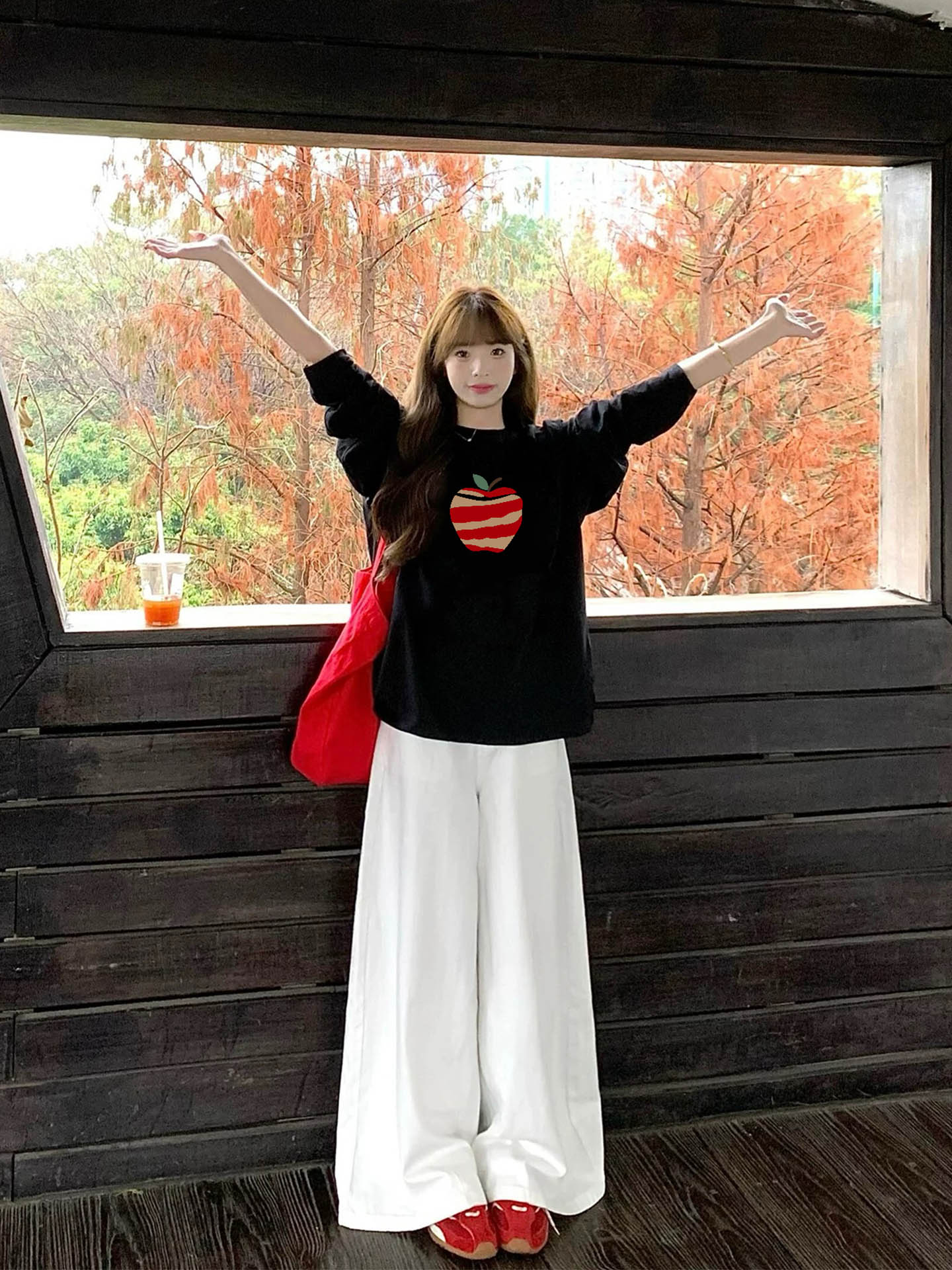American Retro Pure Cotton Long-Sleeved T-Shirt for Women, Korean Style Loose and Lazy Style Design, Niche Autum Tops for Couples