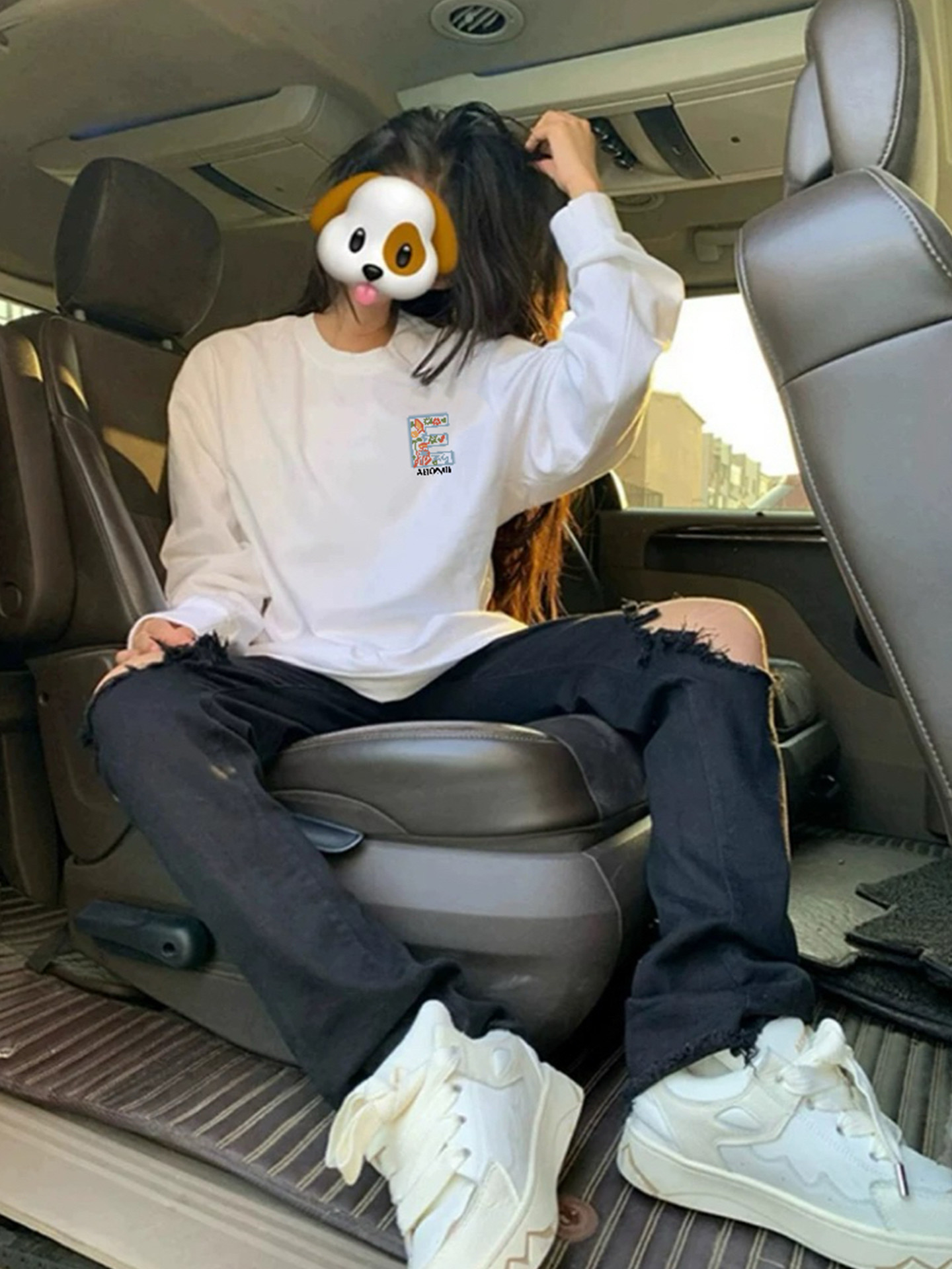 Pure Cotton White Long-Sleeved T-Shirt for Women, Unique Design, Niche Style, 2025 New Loose and Lazy Style Autumn Top, Couple Wear