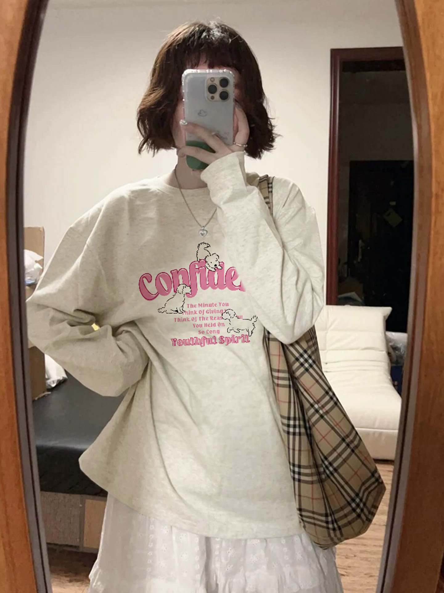 American Retro Long-Sleeved T-Shirt for Women, Korean Style Loose and Lazy Style Design, Niche Autum Women's Tops, Couple Wear