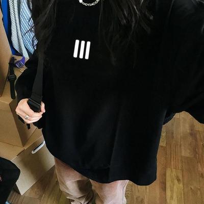 长袖复古美式常规印花纯棉上衣女