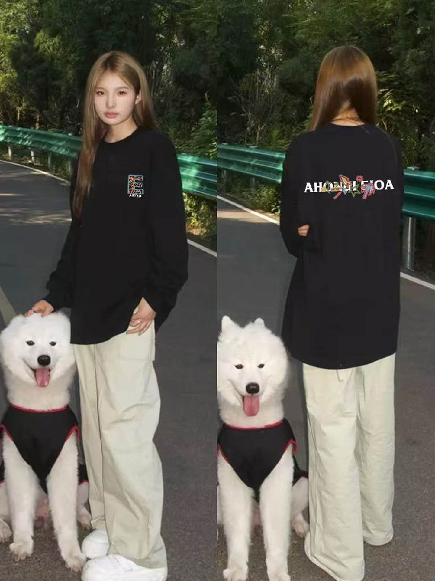 American-Style Trendy Brand Letter Long-Sleeve T-Shirt for Women, Autumn Loose and Casual Design, Niche Early Autumn Top, Couple Outfit