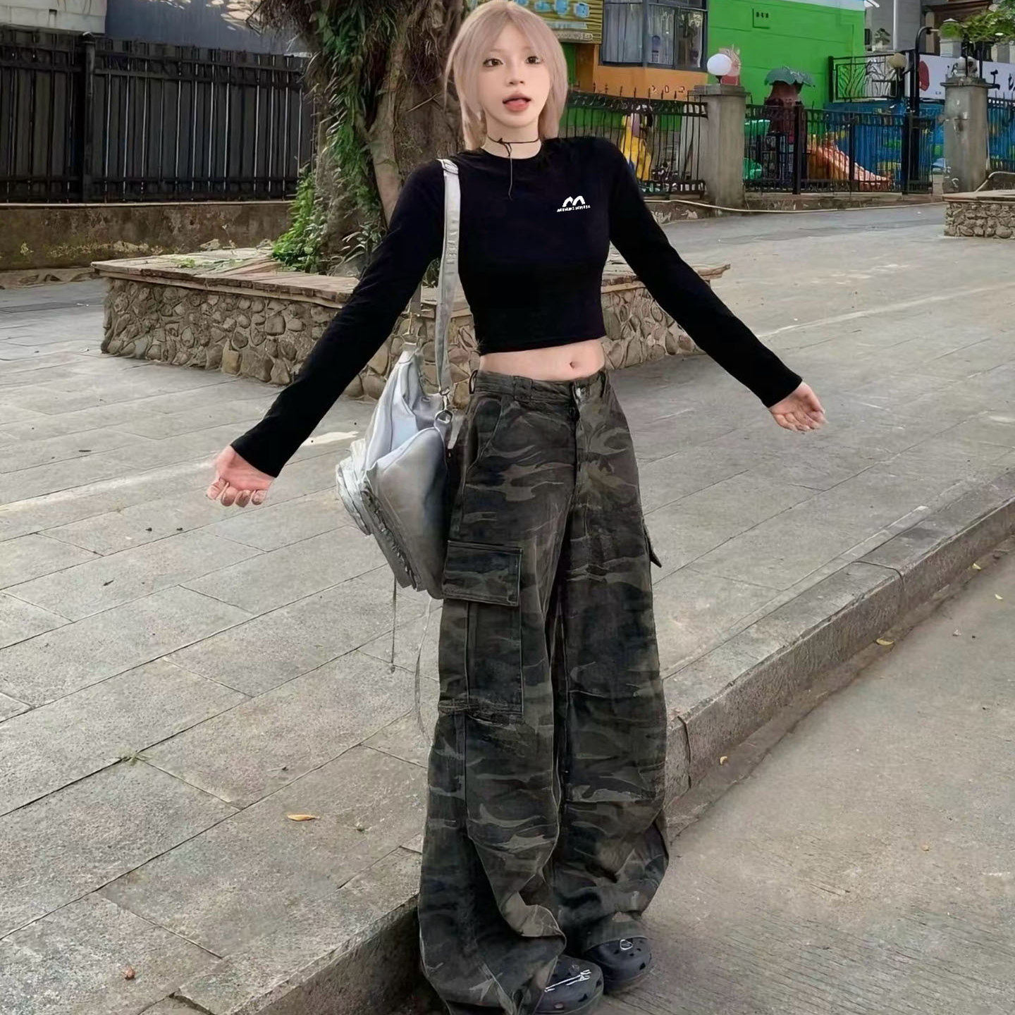 露脐短款长袖t恤女显瘦修身上衣