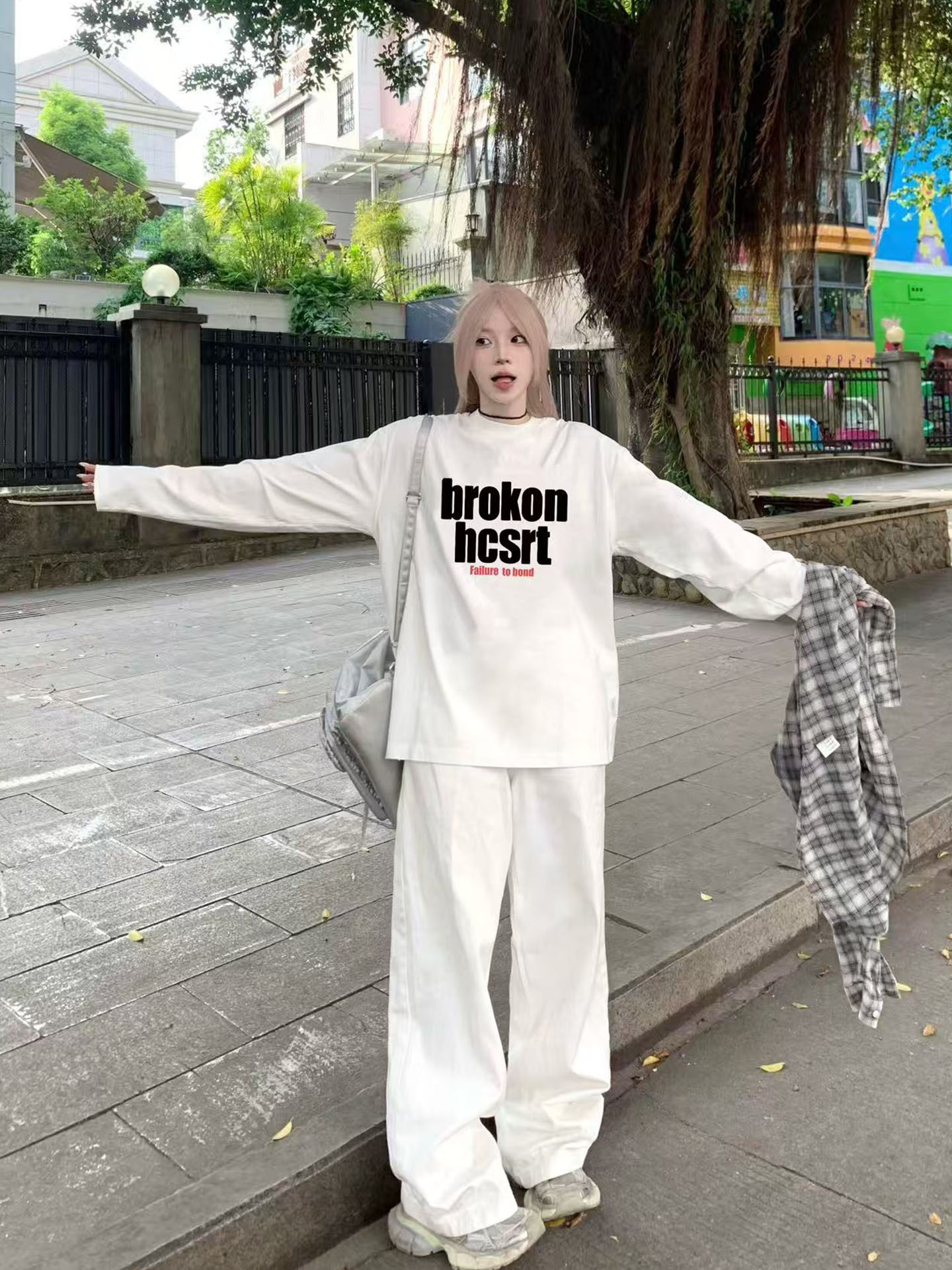 American Retro Trendy Brand Pure Cotton Long-Sleeve T-Shirt for Women, Loose and Lazy Style with a Unique Design, Niche Autumn Top, Couple's Outfit