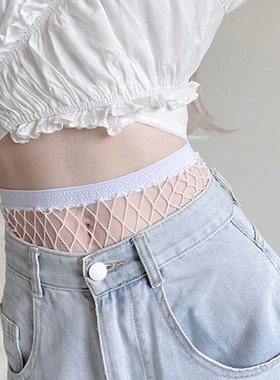 见男友小tips黑丝配破洞牛仔裤jk白色渔网袜到腰辣妹穿搭大码丝袜