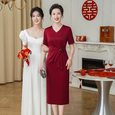 高级感婚礼妈妈礼服喜婆婆裙子夏