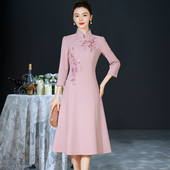 2026春高端喜婆婆婚宴装 A字旗袍宴会连衣裙 结婚妈妈婚礼服新中式