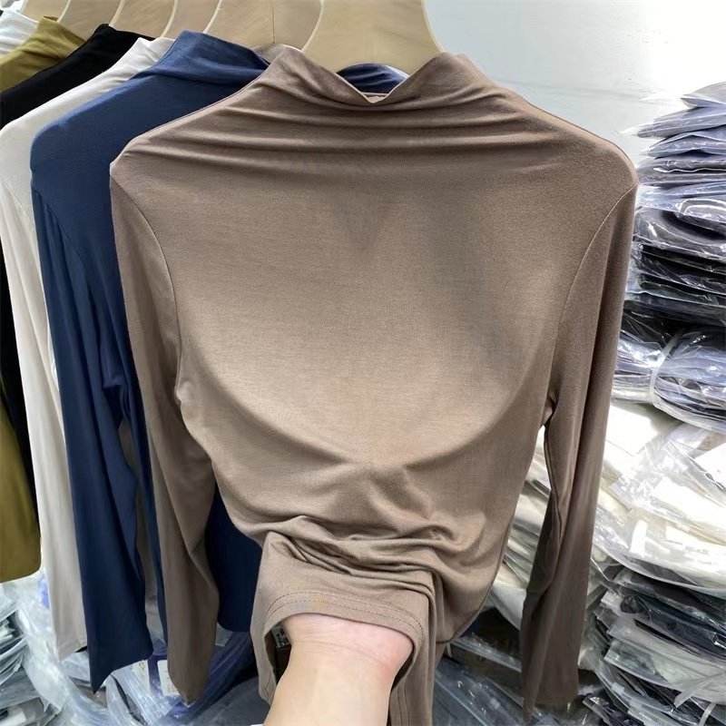 半高领打底衫女秋冬2025年春秋新款长袖洋气内搭紧身中领百搭上衣