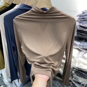 洋气内搭紧身中领百搭上衣 长袖 半高领打底衫 女秋冬2025年春秋新款