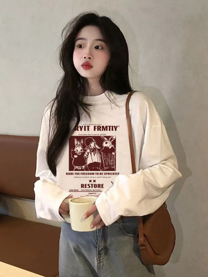 甜美日系纯棉长袖t恤女设计感