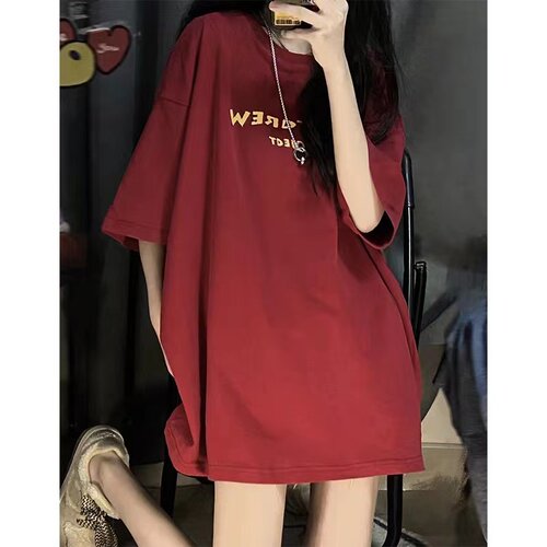oversize美式复古纯棉t恤女宽松