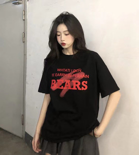 潮oversize上衣ins 美式 白色正肩短袖 t恤女夏季 2025设计感宽松韩版