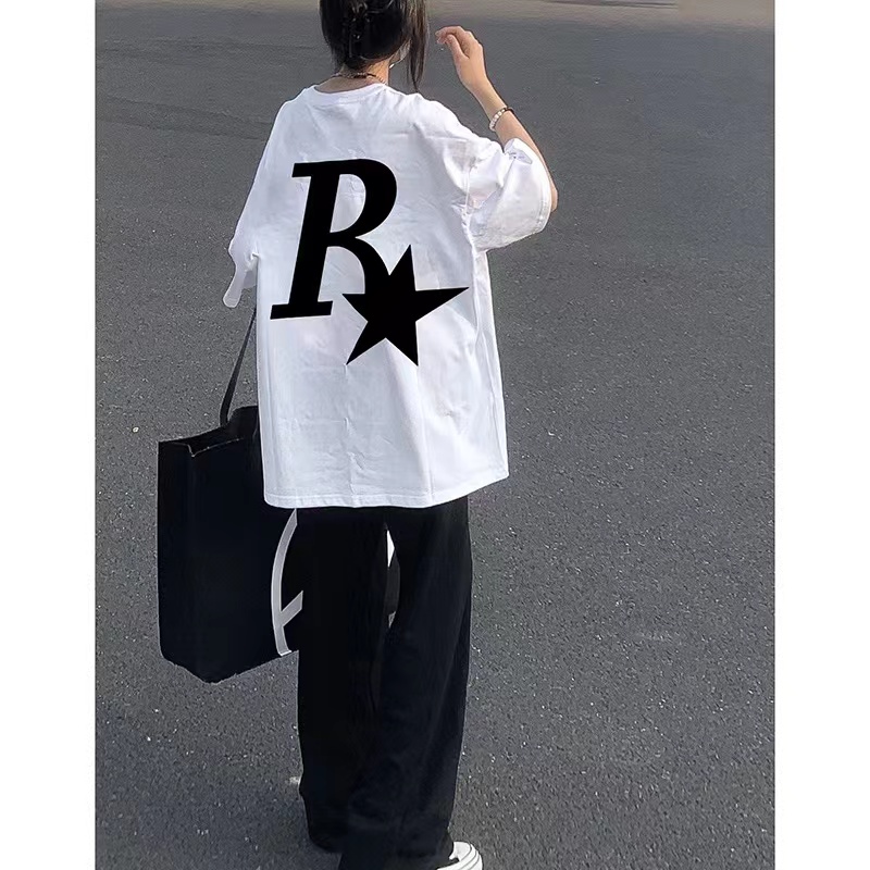 国潮牌欧美式高街R星短袖T恤女