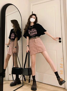 黑色短袖T恤女夏季小个子