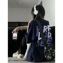 纯棉美式复古高街短袖t恤女夏季2025新款宽松设计感小众半袖上衣
