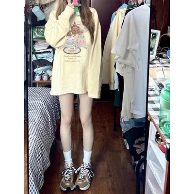 韩版纯棉长袖女t恤早秋2024