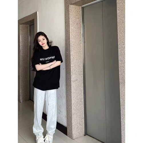 简约字母印花纯棉t恤女短袖