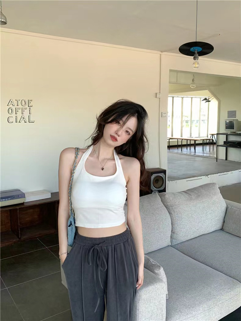 夏季白色挂脖小吊带背心内搭外穿