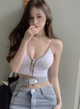 小吊带背心内衣女带胸垫内搭外穿V领白色美背打底抹胸裹胸上衣