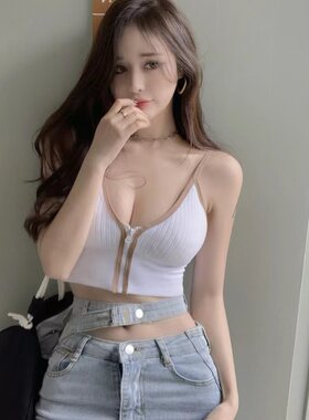 小吊带背心内衣女带胸垫内搭外穿V领白色美背打底抹胸裹胸上衣