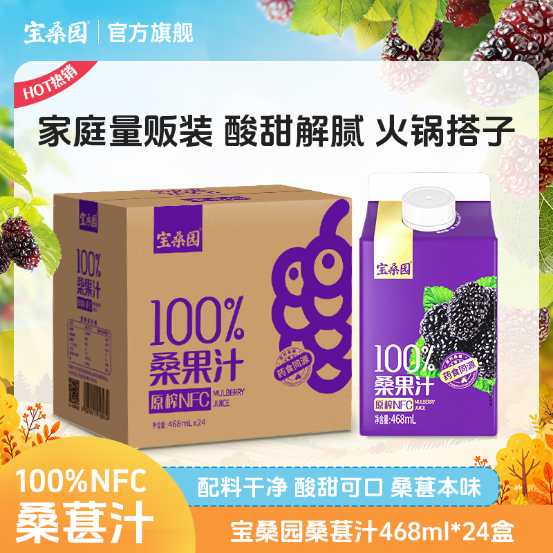 宝桑园NFC桑葚汁纯桑果汁药食同源24瓶聚会囤货送礼