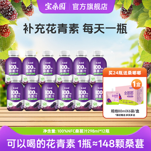 宝桑园100%桑葚汁298ml nfc果汁桑果汁饮料农科院纯果蔬汁饮品