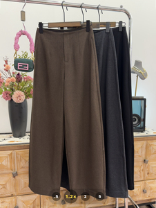 Qi SHANG JIA欧货2024新款纯色垂感高腰西裤职场通勤镰刀裤女春秋