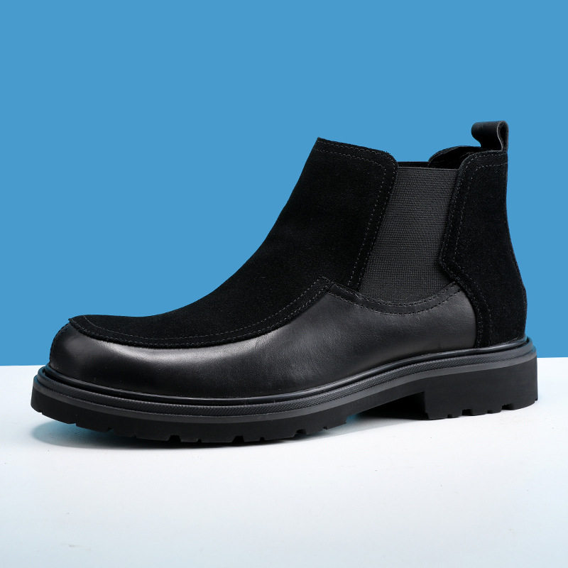 马丁靴男款切尔西靴子英伦风男士皮鞋冬季加绒短靴高级感烟筒