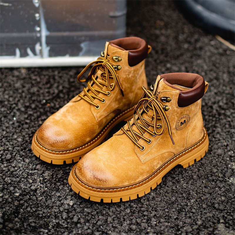马丁靴男款真皮高帮英伦风短靴秋季复古工装登山靴男士户外大黄靴